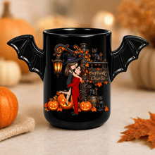 Load image into Gallery viewer, Personalized Halloween Couple Mug Custom Name Bat Wing Gift
