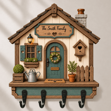 Load image into Gallery viewer, Personalized Wooden Key Holder Custom Name Cottage Decor Gift for Couples
