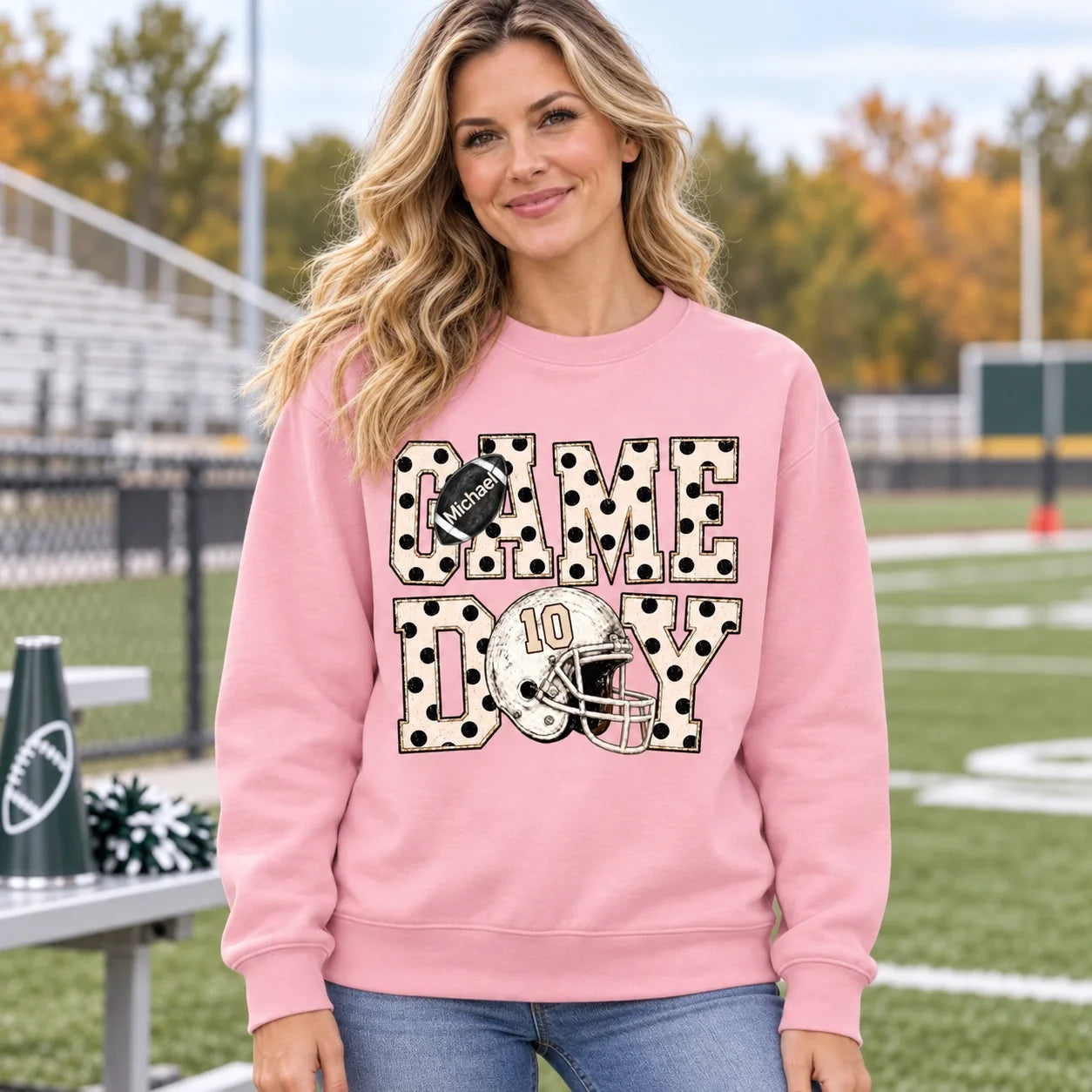 Personalized Game Day Sweatshirt Custom Name & Number Football Gift for Fan