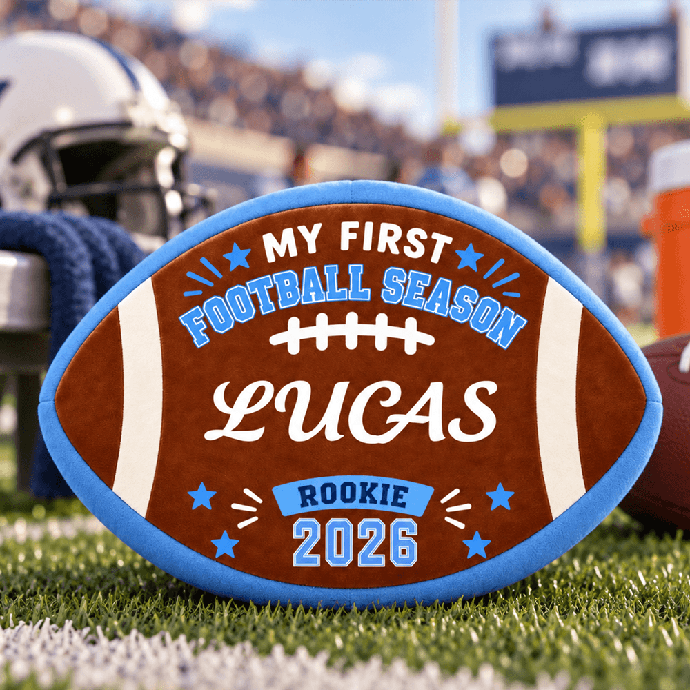Personalized Football Shaped Pillow Custom Name Year Gift for Kids