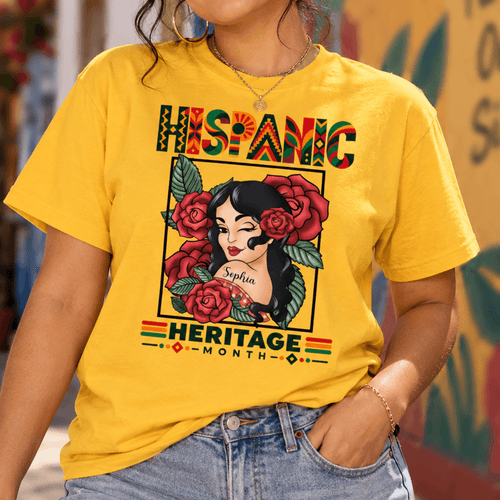 Personalized Hispanic Heritage Month Shirt Custom Latina Portrait Gift for Her