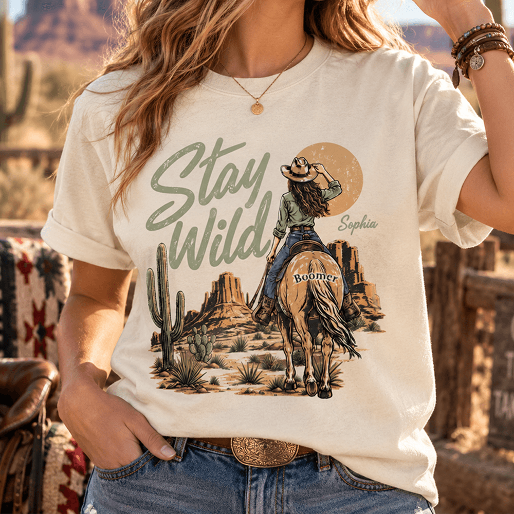 Personalized Cowgirl T-Shirt Custom Horse Gift for Horse Lovers