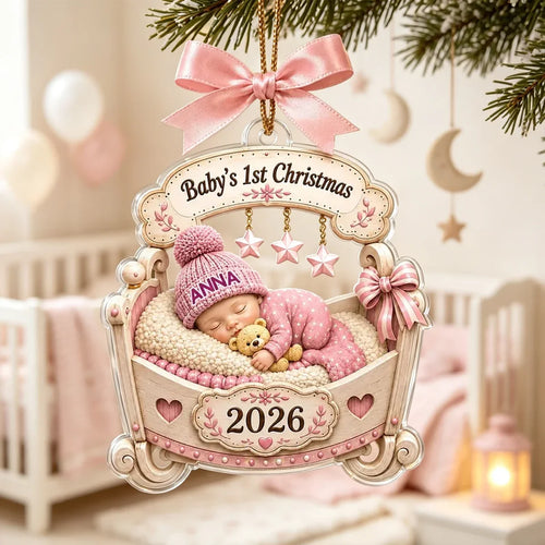 Personalized Baby's 1st Christmas Acrylic Ornament Gift for Family
