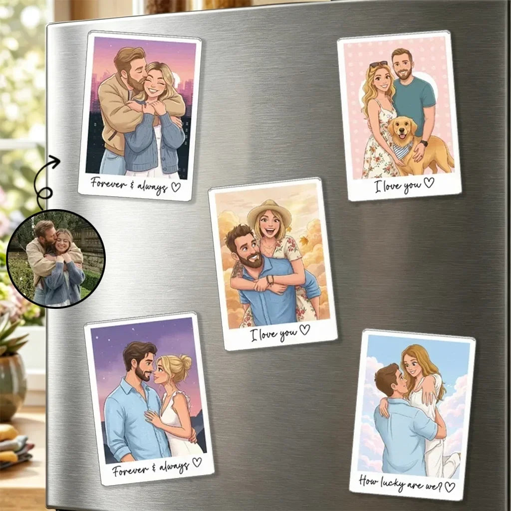 Personalized Acrylic Magnet Cartoon Portrait Unique Couple Gift