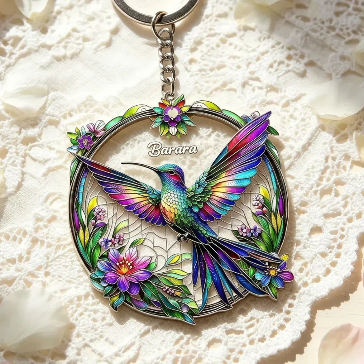Personalized Acrylic Hummingbird Keychain Gift for Bird Lovers