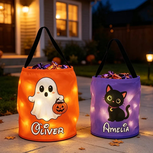 Personalized LED Halloween Trick-or-Treat Basket for Kids