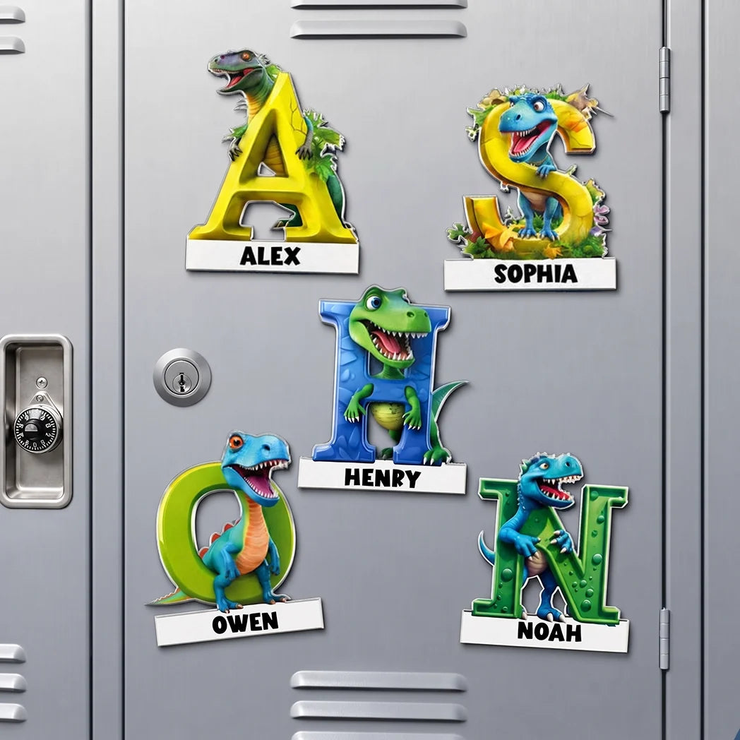 Personalized Dinosaur Alphabet Acrylic Magnet Gift for Kids