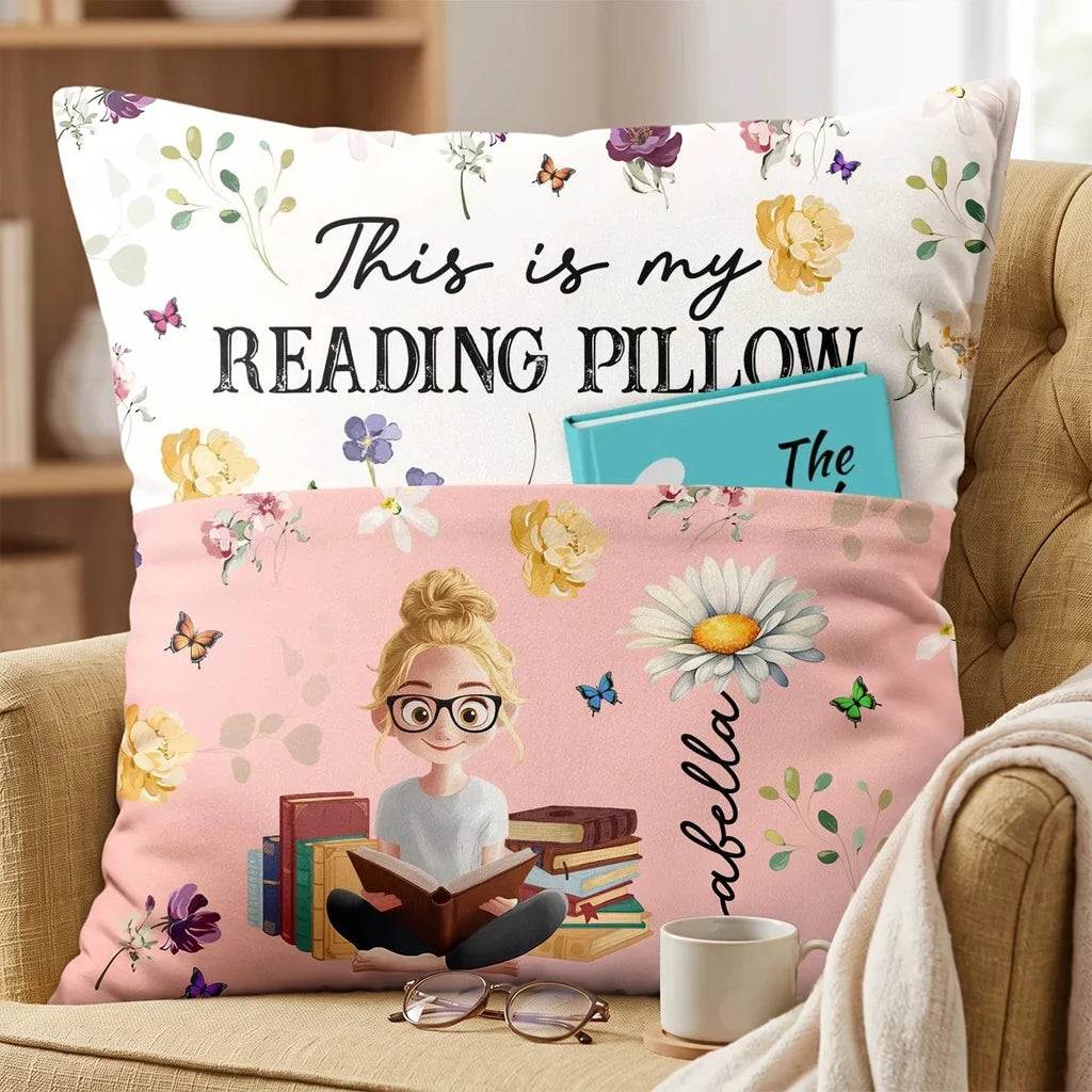 Personalized Pocket Pillow Custom Quote Gift for Book Lovers