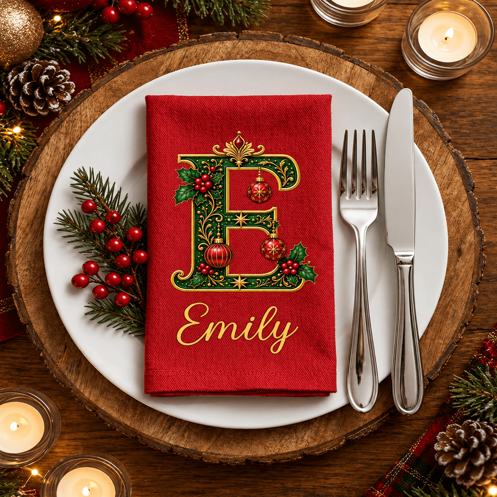 Personalized Reusable Cotton Napkins for Family Christmas Table