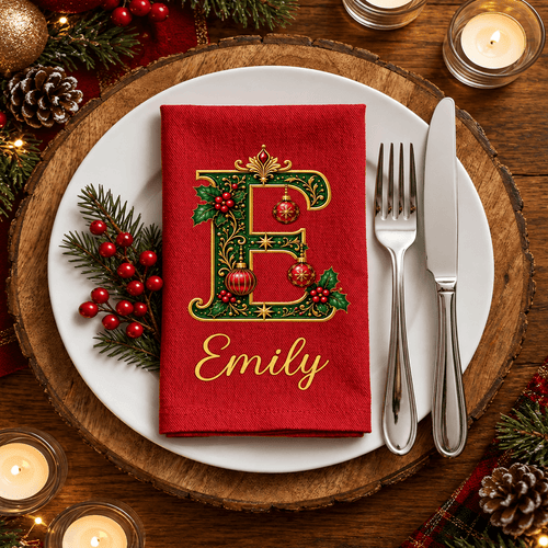 Personalized Reusable Cotton Napkins for Family Christmas Table
