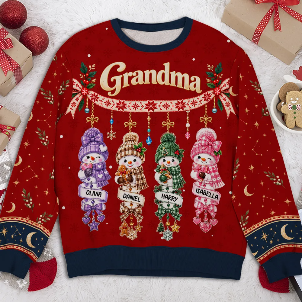 Personalized Snowman Family Sweatshirt Unique Gift for Grandma Christmas