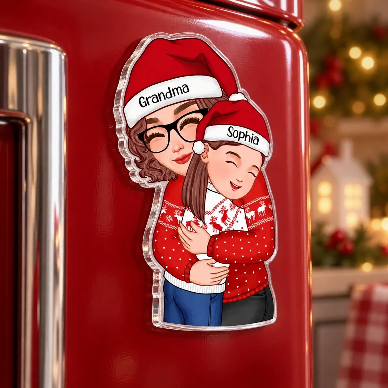 Personalized Acrylic Magnet Christmas Gift for Grandma & Granddaughter