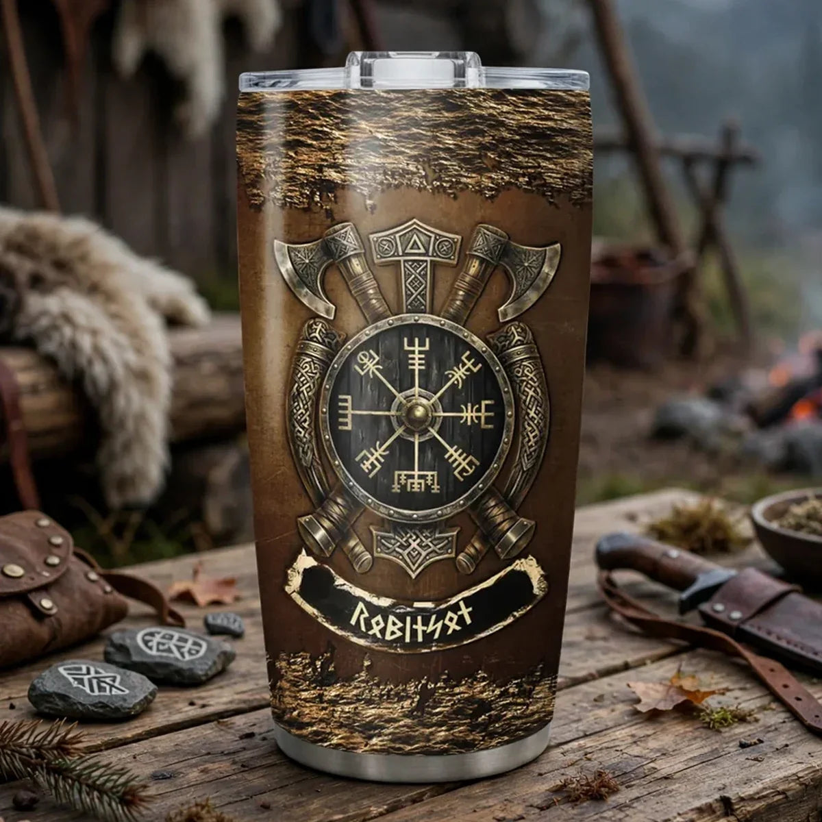 Personalized Insulated Travel Tumbler Viking Axes Gift for Coffee Lovers