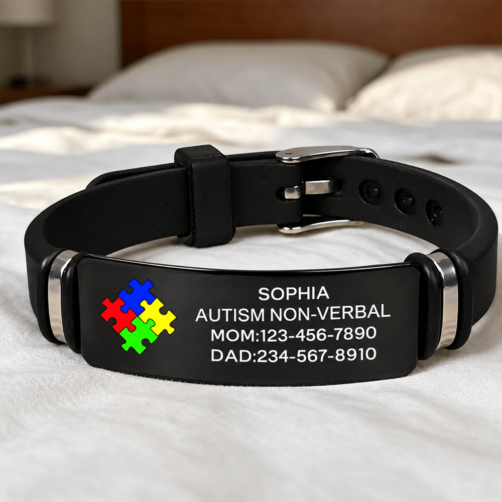 Personalized Autism Medical Alert Bracelet Custom Name ID for Kids & Adults