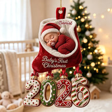 Load image into Gallery viewer, Personalized Baby's First Christmas Acrylic Ornament Gift for New Parents
