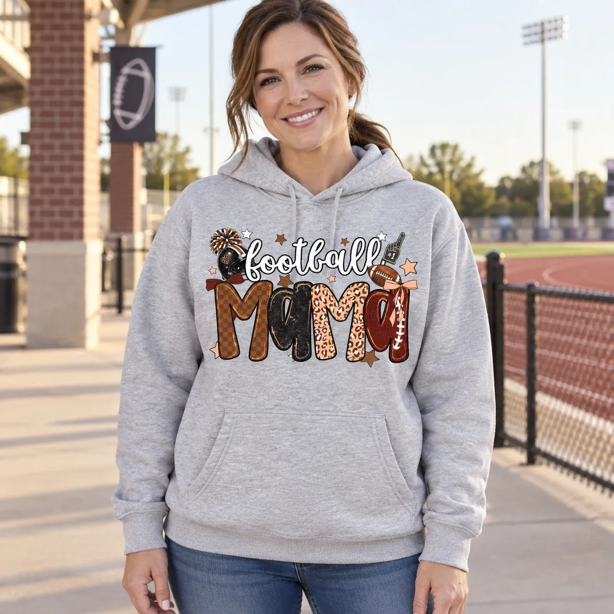 Personalized Football Mama Hoodie Custom Gift for Mom