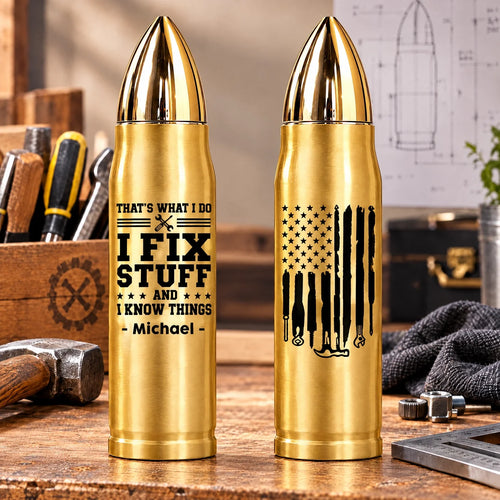 Personalized Bullet Tumbler Custom Name Gift for Dad Mechanic