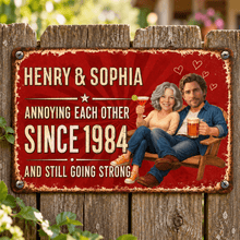 Load image into Gallery viewer, Personalized Retro Iron Sign Custom Names &amp; Year Couple Gift
