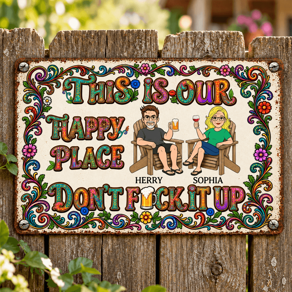 Personalized Vintage Floral Iron Sign for Couples Gift