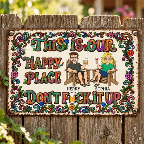Personalized Vintage Floral Iron Sign for Couples Gift