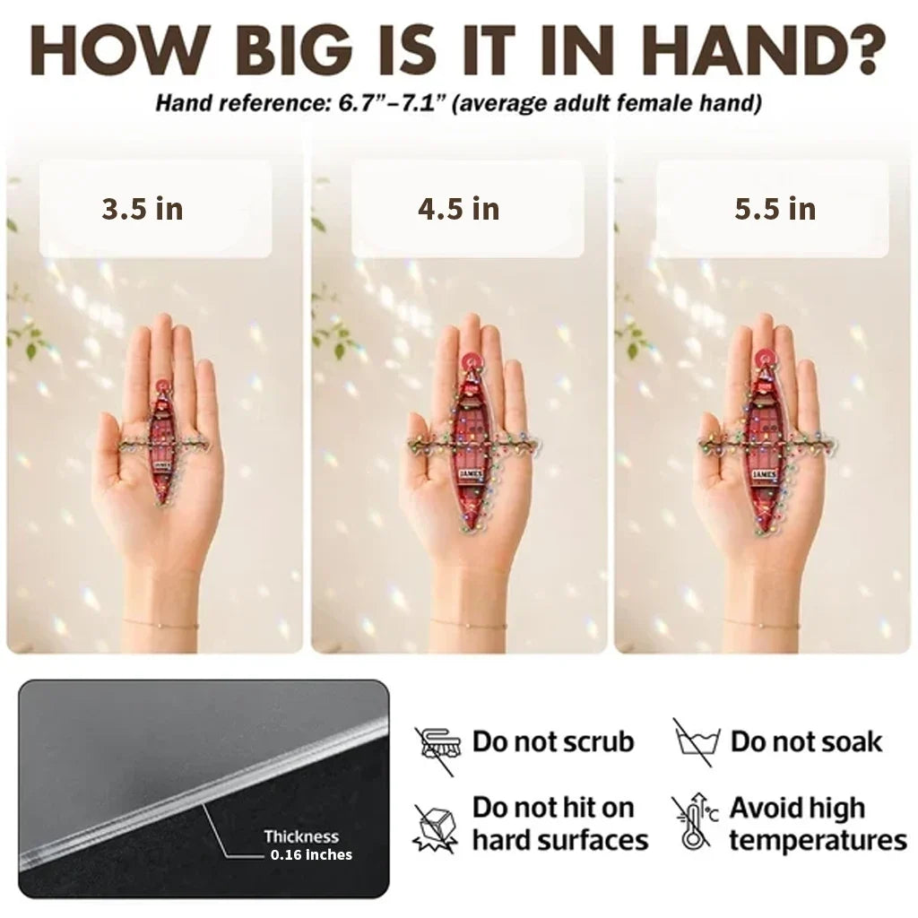 Personalized Red Kayak Acrylic Ornament Custom Gift for Boaters