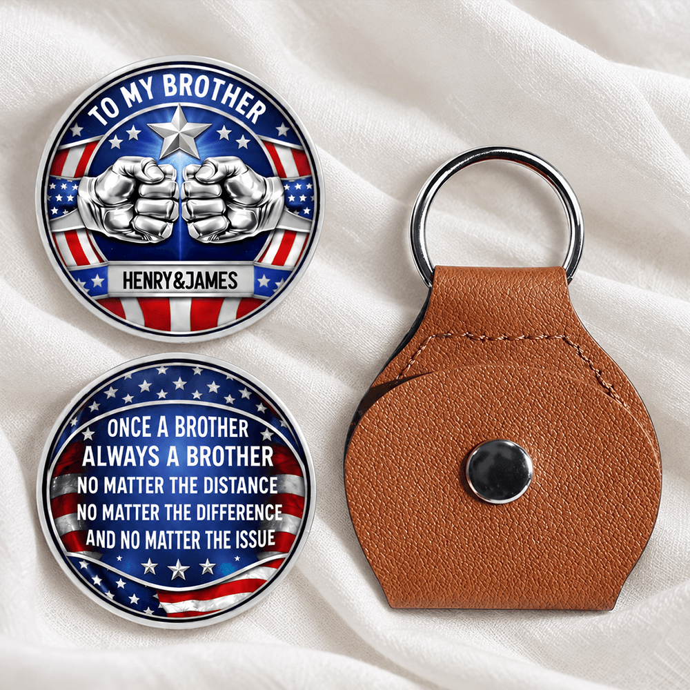 Personalized Pocket Hug Keychain with Country Flag for Brother