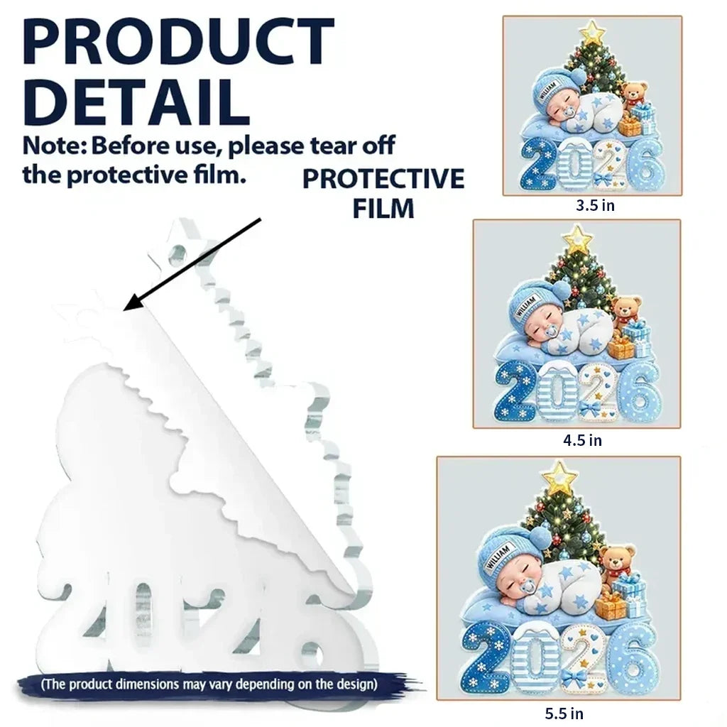 Personalized Sleeping Baby Christmas Ornament for New Parents