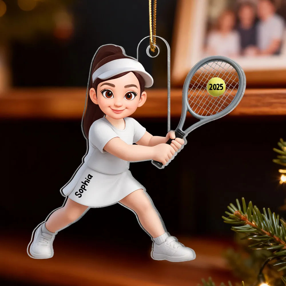 Personalized Tennis Player Christmas Ornaments for Kids - Holiday Decor Gift Ornament MagicInPrints