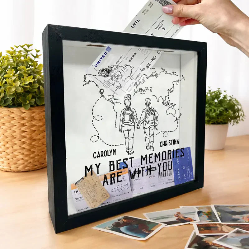 Personalized Adventure Shadow Box for Couples - Travel Memories Keepsake Plaque MagicInPrints