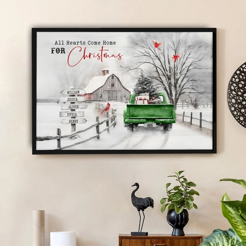 Personalized Christmas Canvas Art for Families - Custom Name Winter Scene Poster or Canvas MagicInPrints