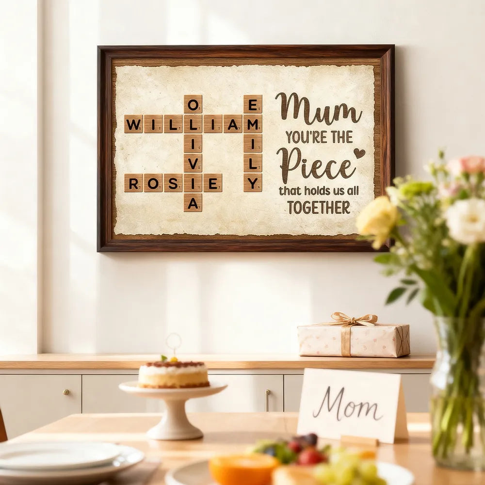 Personalized Family Name Crossword Wall Art for Mum - Heartfelt Gift for Mother's Day Poster or Canvas MagicInPrints