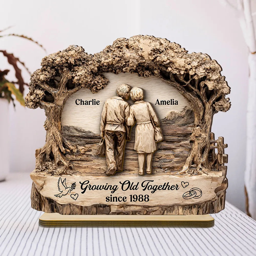 Personalized Wooden Couple Sculpture for Anniversary - Sentimental Gift Plaque MagicInPrints