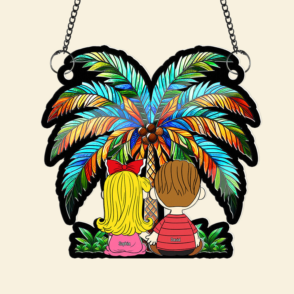 Personalized Couple Suncatcher Ornament - Tropical Theme Suncatcher PopCulturePrints