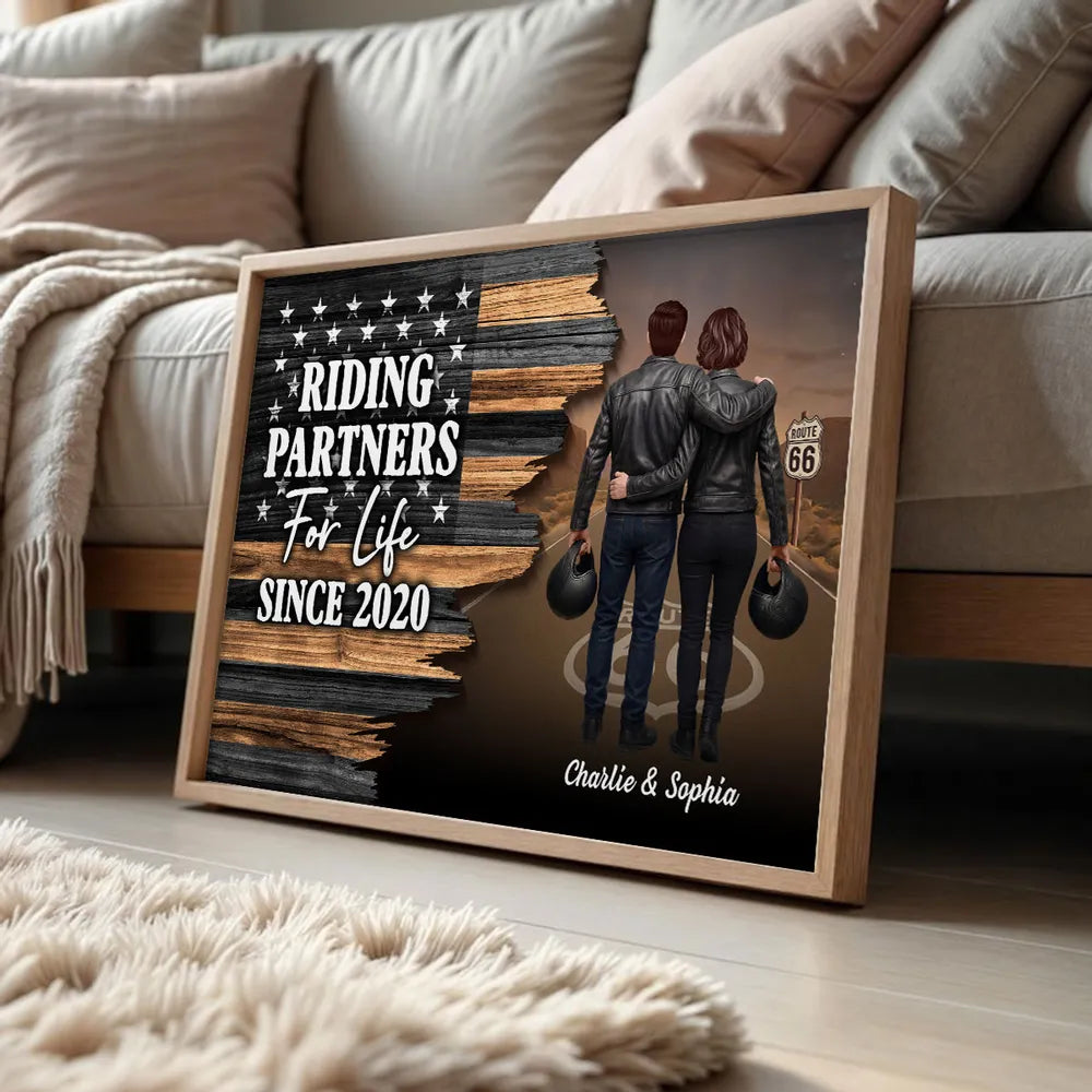 Custom Motorcycle Couple Print for Partners - Riding Partners Since 2020 Poster or Canvas MagicInPrints