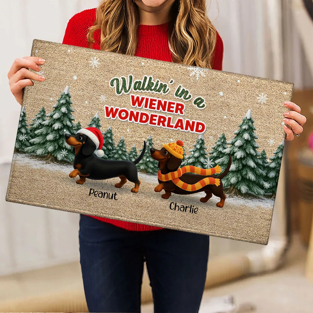 Personalized Christmas Dachshund Doormat for Dog Lovers - Holiday Decor Doormat MagicInPrints