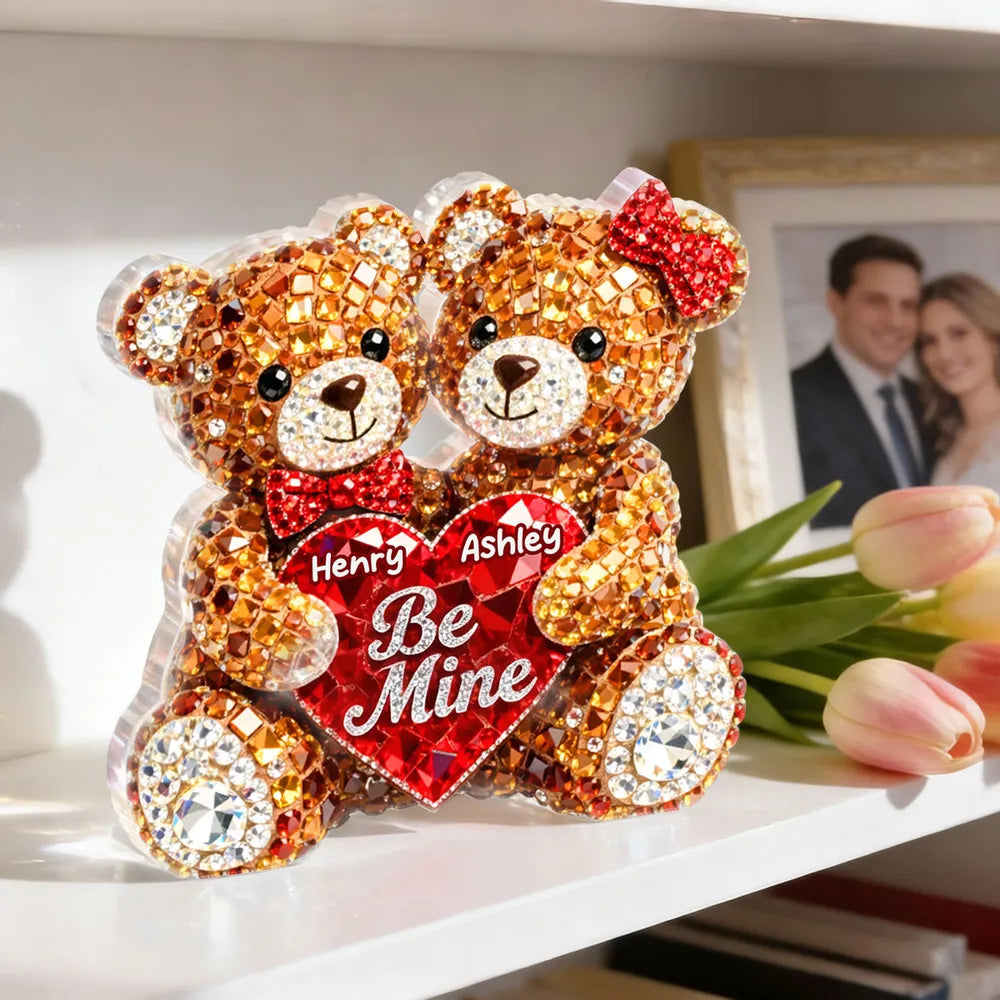Personalized Teddy Bear Keychain for Couples with Heart - Valentine's Gift Keychain MagicInPrints