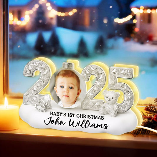 Personalized Baby's 1st Christmas Ornament 2025 - Custom Name Photo Gift Plaque MagicInPrints