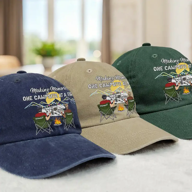 Custom Embroidered Camping Hat for Couples - Outdoor Adventure Gift Hat MagicInPrints