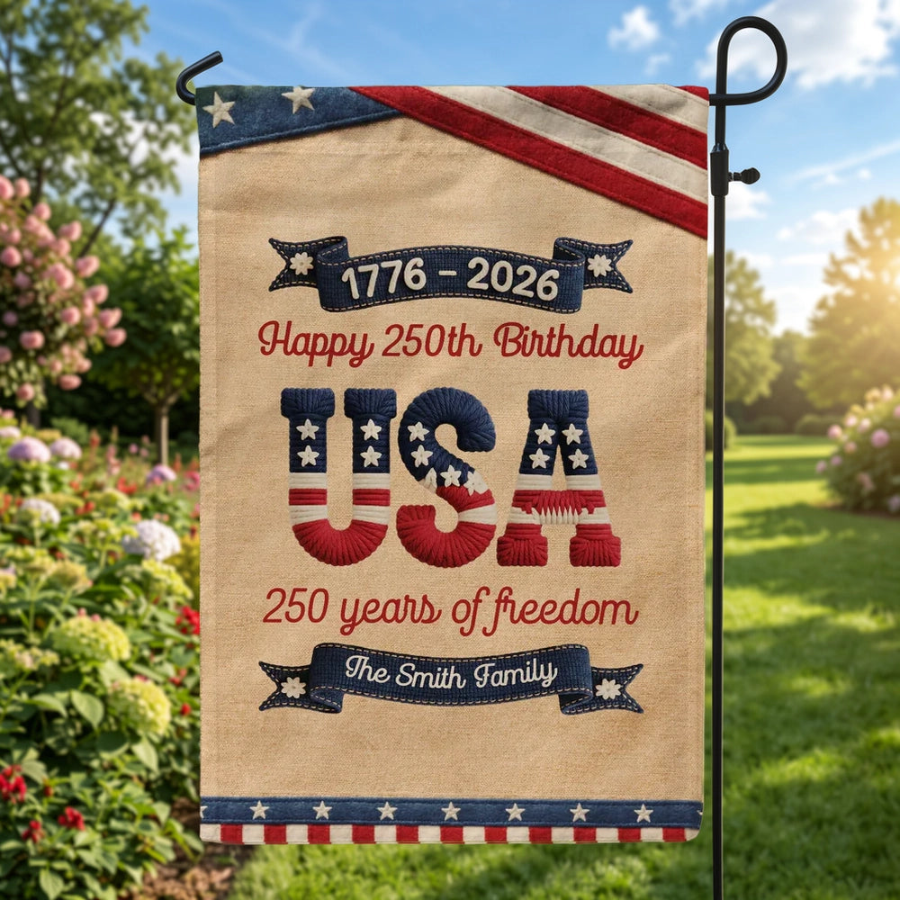 Personalized USA Patriotic Garden Flag for Families - 250th Birthday Celebration Flag MagicInPrints