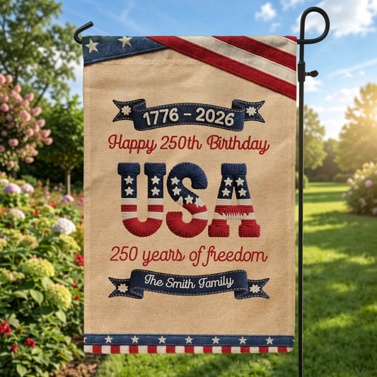 Personalized USA Patriotic Garden Flag for Families - 250th Birthday Celebration Flag MagicInPrints