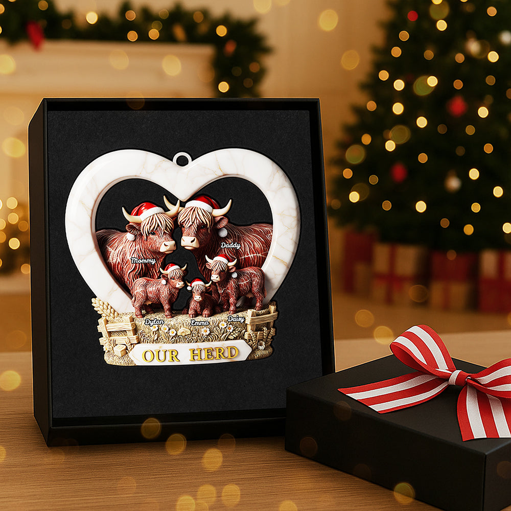 Personalized Gifts For Family Christmas Highland Cow Ornament Ornament MagicInPrints