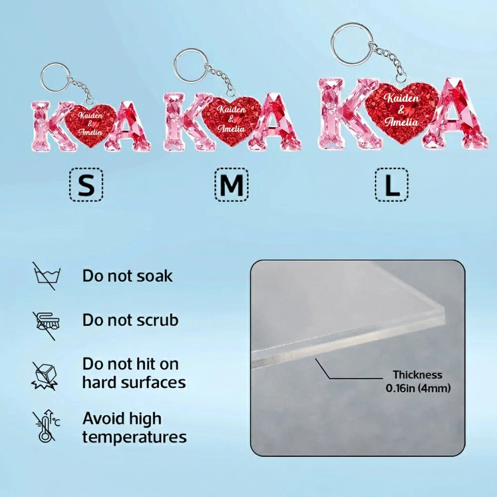 Custom Initials Keychain for Couples - Heart Design Gift Keychain MagicInPrints