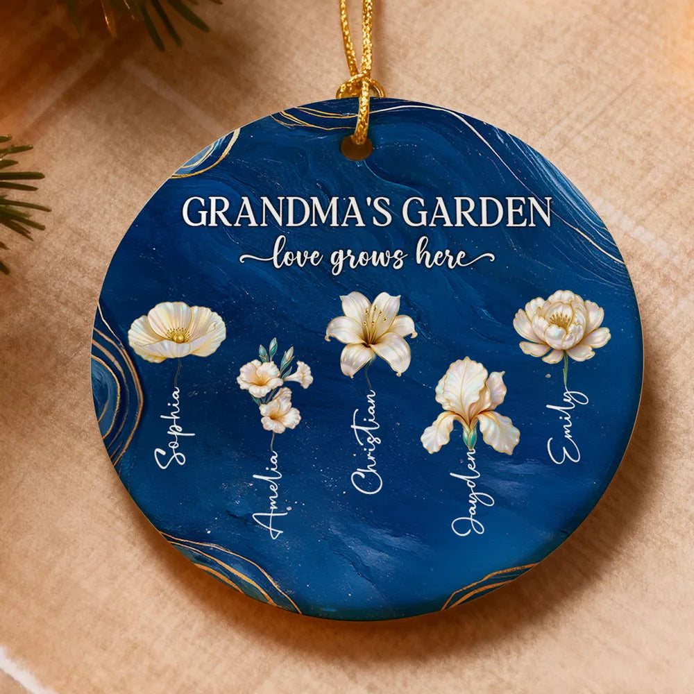 Personalized Family Ornament for Grandma - Floral Design Keepsake Ornament MagicInPrints