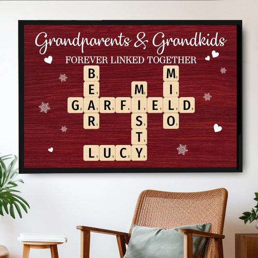 Personalized Grandparents & Grandkids Wall Art - Family Name Crossword Gift Poster or Canvas MagicInPrints