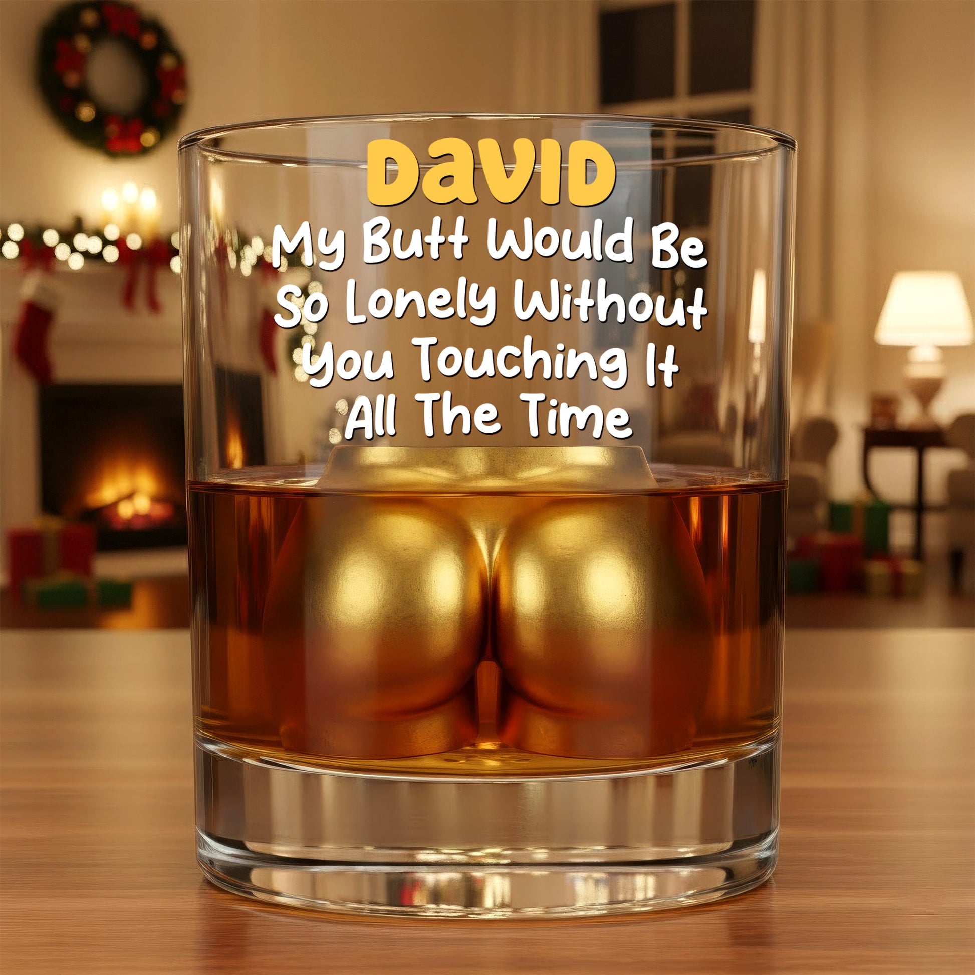 My Butt Would Be So Lonely - Personalized Naughty Couple 11oz Round Whiskey Glass Whiskey Glass MagicInPrints