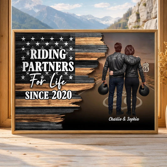 Custom Motorcycle Couple Print for Partners - Riding Partners Since 2020 Poster or Canvas MagicInPrints