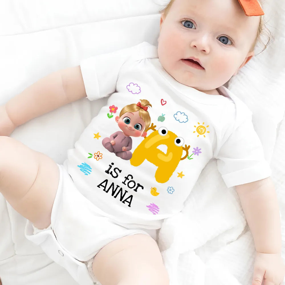 Personalized Baby Onesie for Newborns - Cute Alphabet Design Cloth MagicInPrints