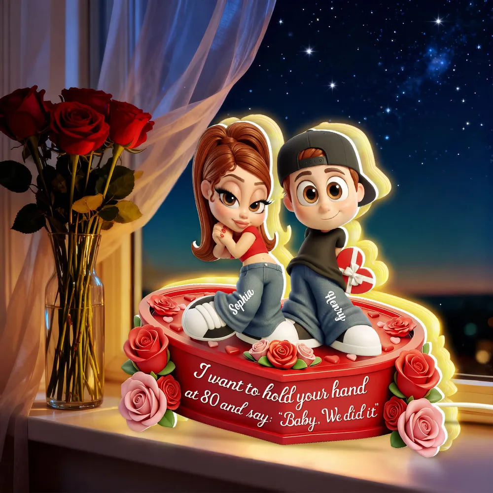 Custom Romantic Couple Figurine with Names - Anniversary Gift Plaque MagicInPrints