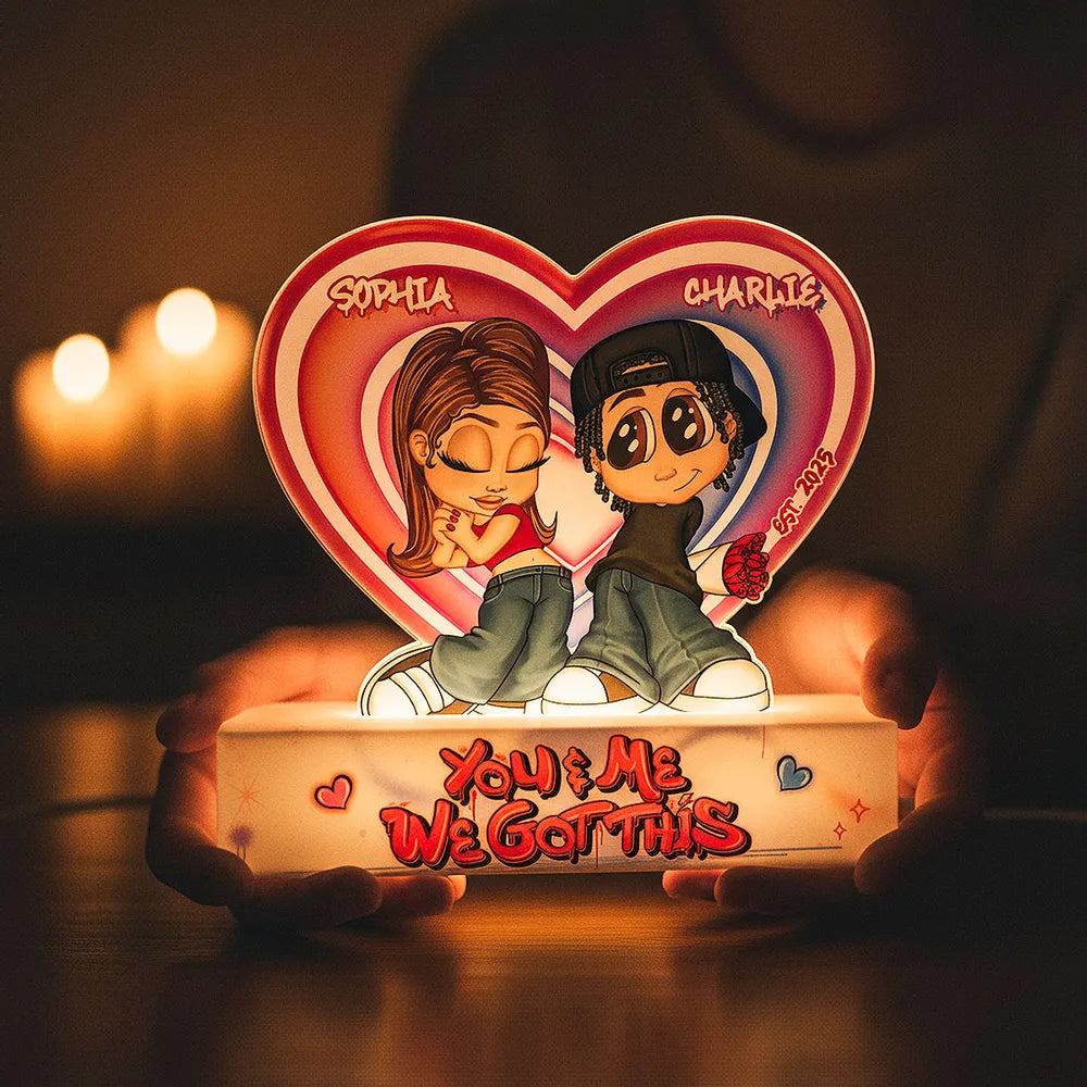 Personalized LED Heart Lamp for Couples - Romantic Gift Plaque MagicInPrints