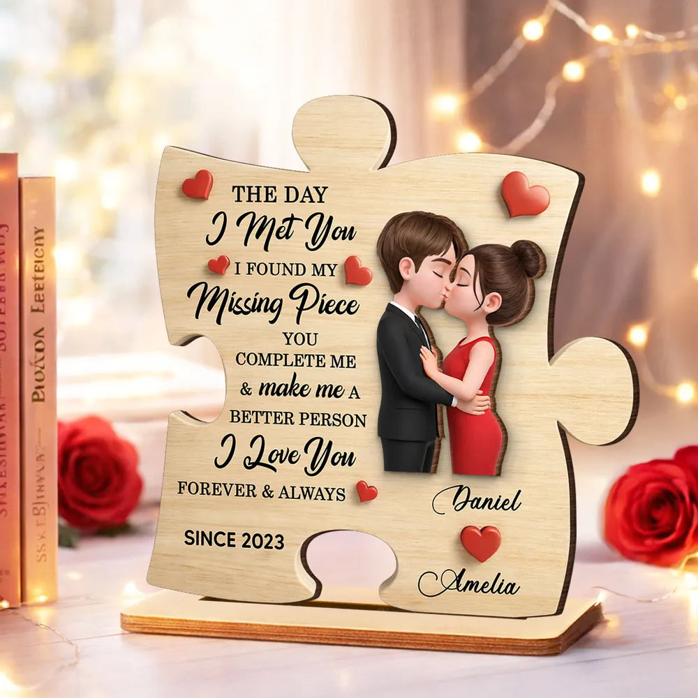 Personalized Puzzle Piece Plaque for Couples - Romantic Gift Keepsake Plaque MagicInPrints